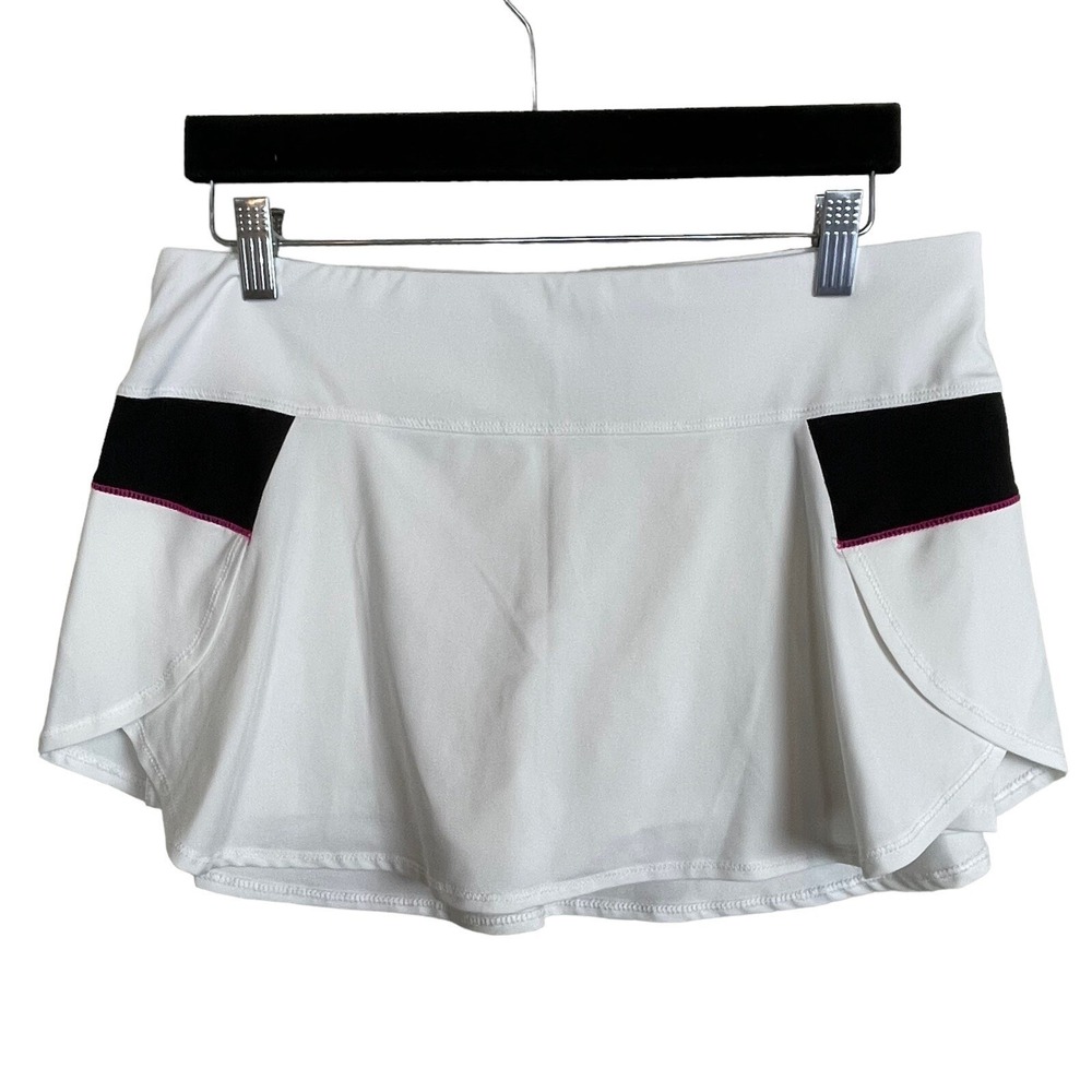 Lucky in Love Tennis Pickleball Sporty Skort Women L 12 White Colorblock Skirt